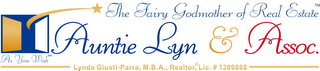 THE FAIRY GODMOTHER OF REAL ESTATE AUNTIE LYN & ASSOC.  AS YOU WISH LYNDA GIUSTI-PARRA, M.B.A. REALTOR LIC. # 1399888 logo