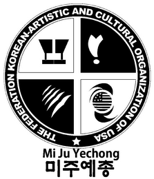 THE FEDERATION KOREAN-ARTISTIC AND CULTURAL ORGANIZATION OF USA MI JU YECHONG logo