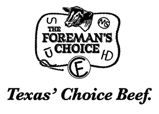 THE FOREMAN'S CHOICE TEXAS' CHOICE BEEF.  CF FC HD MS S U logo