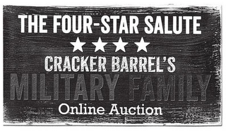 THE FOUR-STAR SALUTE CRACKER BARREL'S MILITARY FAMILY ONLINE AUCTION logo