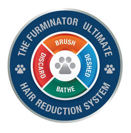 THE FURMINATOR ULTIMATE HAIR REDUCTION SYSTEM BRUSH DESHED BATHE DISCARD logo
