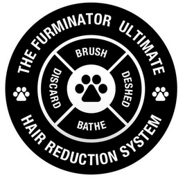 THE FURMINATOR ULTIMATE HAIR REDUCTION SYSTEM BRUSH DESHED BATHE DISCARD logo