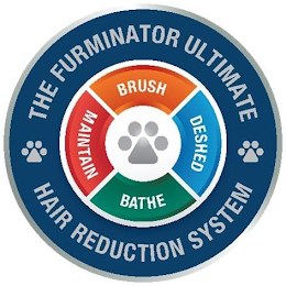 THE FURMINATOR ULTIMATE HAIR REDUCTION SYSTEM BRUSH DESHED BATHE MAINTAIN logo