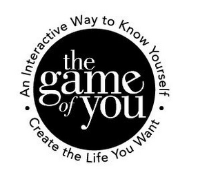 THE GAME OF YOU · AN INTERACTIVE WAY TO KNOW YOURSELF · CREATE THE LIFE YOU WANT logo