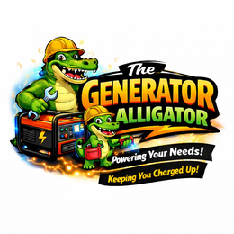 THE GENERATOR ALLIGATOR POWERING YOUR NEEDS! KEEPING YOU CHARGED UP! logo