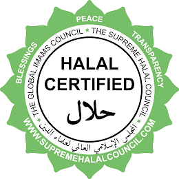 THE GLOBAL IMAMS COUNCIL THE SUPREME HALAL COUNCIL BLESSINGS PEACE TRANSPARENCY WWW.SUPEMEHALALCOUNCIL.COM HALAL CERTIFIED logo