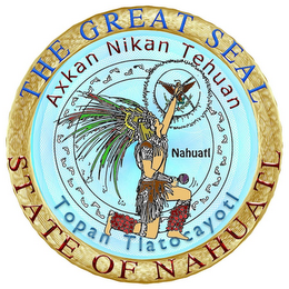 THE GREAT SEAL STATE OF NAHUATL NAHUATL AXKAN NIKAN TEHUAN TOPAN TLATOCAYOTL logo