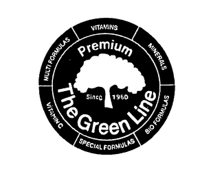 THE GREEN LINE PREMIUM SINCE 1960 MULTIFORMULAS VITAMINS MINERALS BIO FORMULAS SPECIAL FORMULAS VITAMIN C logo