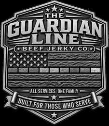 THE GUARDIAN LINE BEEF JERKY CO. ALL SERVICES, ONE FAMILY BUILT FOR THOSE WHO SERVE logo
