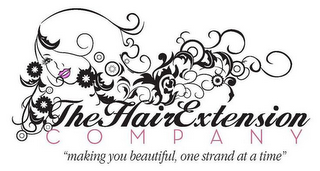 THE HAIR EXTENSION COMPANY "MAKING YOU BEAUTIFUL, ONE STRAND AT A TIME" logo