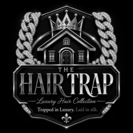 THE HAIR TRAP LUXURY HAIR COLLECTION TRAPPED IN LUXURY. LAID IN SILK. logo