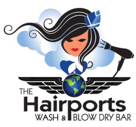 THE HAIRPORTS WASH AND BLOW DRY BAR logo