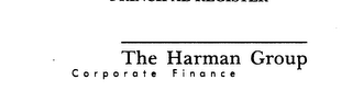 THE HARMAN GROUP CORPORATE FINANCE logo