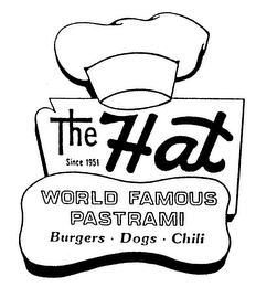 THE HAT SINCE 1951 WORLD FAMOUS PASTRAMI BURGERS - DOGS - CHILI logo