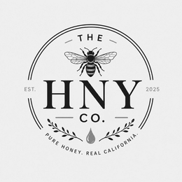 THE HNY CO. EST. 2025 PURE HONEY. REAL CALIFORNIA. logo