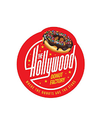 THE HOLLYWOOD DONUT FACTORY WHERE THE DONUTS ARE THE STARS logo
