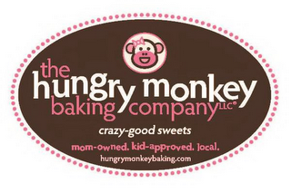 THE HUNGRY MONKEY BAKING COMPANY LLC CRAZY-GOOD SWEETS MOM-OWNED. KID-APPROVED.LOCAL.HUNGRYMONKEYBAKING.COM logo
