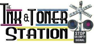 THE INK & TONER STATION CROSSING INK REFILL STOP ON EMPTY SIGNAL logo