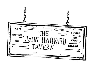 THE JOHN HARVARD TAVERN CHOPS OYSTERS ALE BURGERS ICE CREAM DIPLOMAS logo