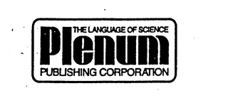 THE LANGUAGE OF SCIENCE PLENUM PUBLISHING CORPORATION logo