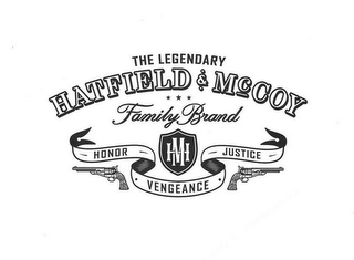 THE LEGENDARY HATFIELD & MCCOY FAMILY BRAND HM HONOR JUSTICE VENGEANCE logo