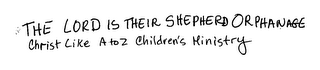 THE LORD IS THEIR SHEPHERD ORPHANAGE CHRIST LIKE A TO Z CHILDREN'S MINISTRY logo