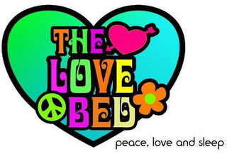 THE LOVE BED PEACE, LOVE AND SLEEP logo