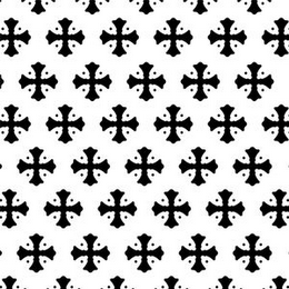 THE MARK CONSISTS OF A REPEATING PATTERN DESIGN COVERING ALL OR SUBSTANTIALLY ALL OF THE SURFACE OF THE GOODS. THE MARK INCLUDES THE SIGNATURE CROSS USED BY APPLICANT. logo