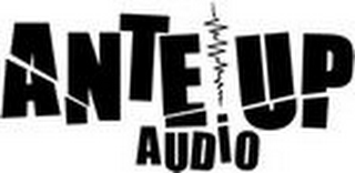 THE MARK CONSISTS OF BLOCK LETTERING WITH THE LETTERS "A," "N,", "T", "E," "U" AND "P" IN THE PHRASE "ANTE UP" BEING DIVIDED ROUGHLY DIAGONALLY, AND WITH A SMALL WAVEFORM DESIGN SEPARATING THE "E" AND "U" IN THE PHRASE "ANTE UP." logo