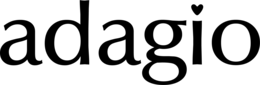 THE MARK CONSISTS OF THE STYLIZED WORD “ADAGIO” IN LOWERCASE LETTERS, WITH A HEART SHAPE FORMING THE DOT ABOVE THE LETTER “I”. logo