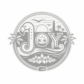 THE MARK CONSISTS OF THE STYLIZED WORD ‘JOY’ WHERE THE LETTER J IS DEPICTED AS A FLAMINGO, THE LETTER O AS A SUN, AND THE LETTER Y AS A SURFBOARD, ALL ARRANGED IN A COHESIVE COASTAL-THEMED DESIGN. logo