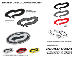THE MARK CONSISTS OF THE STYLIZED WORDING "SHAREEF O'NEAL" IN COMBINATION WITH A SINGLE CONTINUOUS GESTURAL LINE FORMING AN ABSTRACT, ASYMMETRICAL CURVILINEAR DESIGN RESEMBLING A STYLIZED LETTER "R" RENDERED IN THE FLOWING FORM OF A HEART. THE MARK CONTAINS NO OTHER WORDING.COLOR CLAIM: THE COLOR(S) BLACK, GRAY, RED, YELLOW, AND WHITE IS/ARE CLAIMED AS A FEATURE OF THE MARK. logo