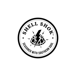 THE MARK CONSISTS OF THE WORDING "SHELL SHOK" ABOVE A STYLIZED TURTLE SHELL WITH A LIGHTNING BOLT THROUGH THE CENTER, ENCLOSED WITHIN A CIRCULAR CARRIER. THE WORDING "SEASONED WITH SOUTHERN SOUL" APPEARS BELOW THE DESIGN WITHIN THE CIRCLE. logo