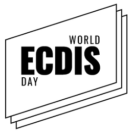 THE MARK CONSISTS OF THE WORDING “WORLD ECDIS DAY” WHICH IS SUPERIMPOSED OVER A DESIGN OF THREE OFFSET, PARTIALLY OVERLAPPING QUADRILATERAL PANELS ARRANGED IN A STAGGERED, LAYERED CONFIGURATION, EACH PANEL OUTLINED BY A BORDER.  COLOR IS NOT CLAIMED AS A FEATURE OF THE MARK. logo