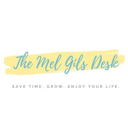 THE MEL GILS DESK. SAVE TIME. GROW. ENJOY YOUR LIFE. logo