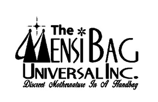 THE MENSI BAG UNIVERSAL INC. DISCREET MOTHERNATURE IN A HANDBAG logo