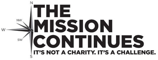 THE MISSION CONTINUES IT'S NOT A CHARITY. IT'S A CHALLENGE. N W S NW SW logo