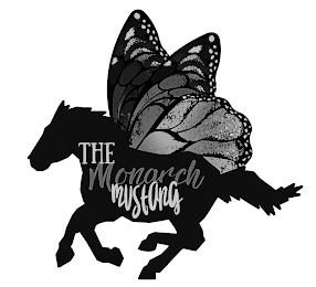 "THE MONARCH MUSTANG" WRITTEN ON THE HORSE BODY logo