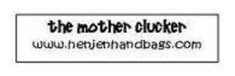 THE MOTHER CLUCKER WWW.HENJENHANDBAGS.COM logo