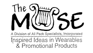 THE MUSE A DIVISION OF ALL PACK SPECIALISTS, INCORPORATED INSPIRED IDEAS IN WEARABLES & PROMOTIONAL PRODUCTS logo