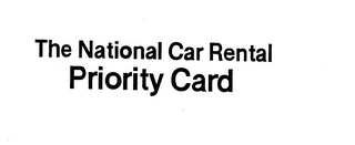 THE NATIONAL CAR RENTAL PRIORITY CARD. D DESIGN logo