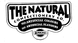 THE NATURAL CONFECTIONERY CO. NO ARTIFICIAL COLOURS NO ARTIFICIAL FLAVOURS BINKA'S logo