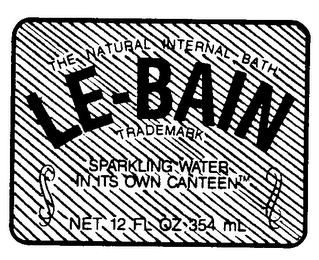THE NATURAL INTERNAL BATH LE-BAIN SPARKLING WATER IN ITS OWN CANTEEN logo