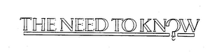 THE NEED TO KN?W logo