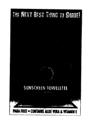 THE NEXT BEST THING TO SHADE SUN SURVIVOR SUNSCREEN TOWELETTE logo