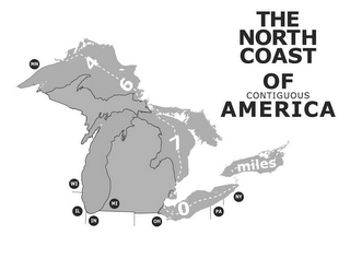 THE NORTH COAST OF CONTIGUOUS AMERICA MN WI IL IN MI OH PA NY 4 6 7 0 MILES logo