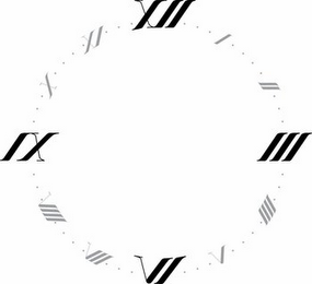 THE NUMBERS 1, 2, 3, 4, 5, 6, 7, 8, 9, 10, 11 AND 12 IN ROMAN NUMERALS logo