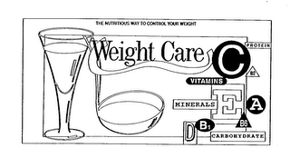 THE NUTRITIOUS WAY TO CONTROL YOUR WEIGHT WEIGHT CARE PROTEIN C B2 VITAMINS MINERALS E A B6 D B1 CARBOHYDRATE logo