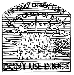 THE ONLY CRACK I LIKE IS THE CRACK OF DAWN DON'T USE DRUGS logo