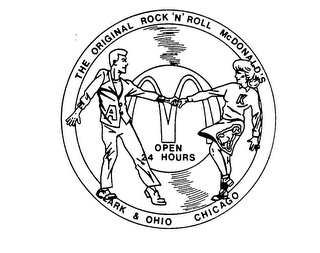 THE ORGINAL ROCK'N' ROLL MCDONALD'S OPEN 24 HOURS CLARK & OHIO CHICAGO logo